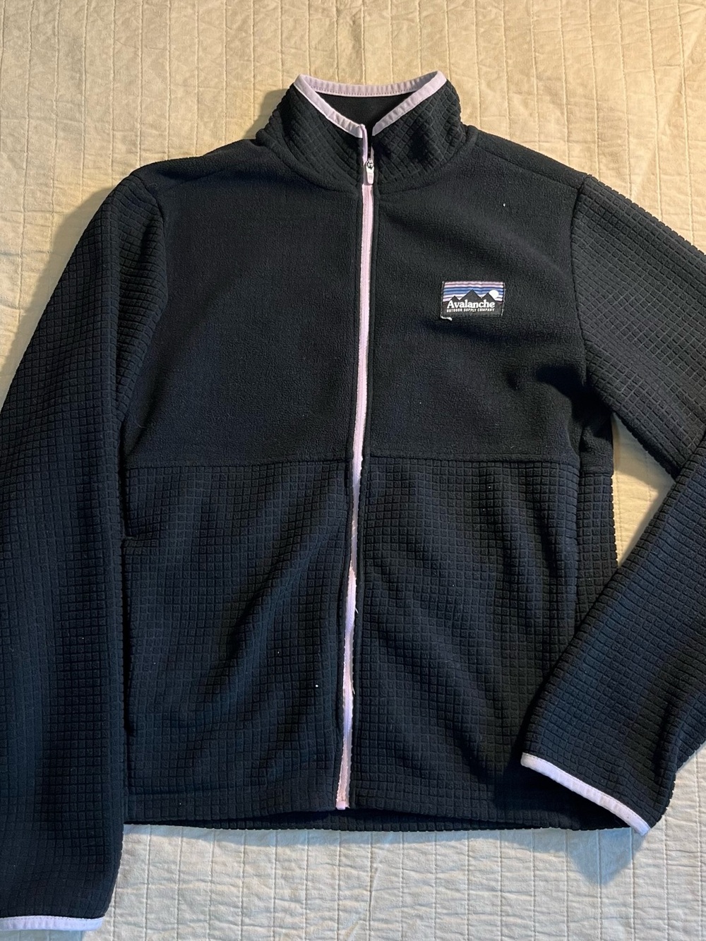 Avalanche Black Fleece Jacket with Light Purple Trim